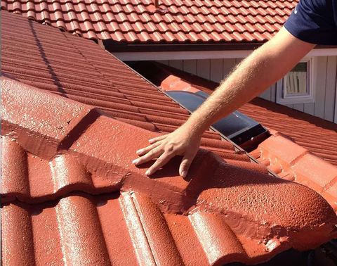 Fresh coating on terracotta tiles and ridge capping
